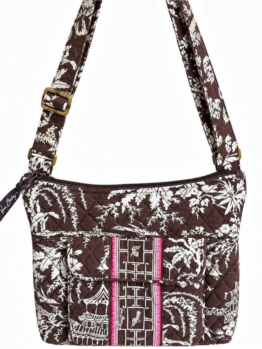 Vera Bradley Imperial Toile Crossbody Bag Floral Crossbody Bag Brown & White